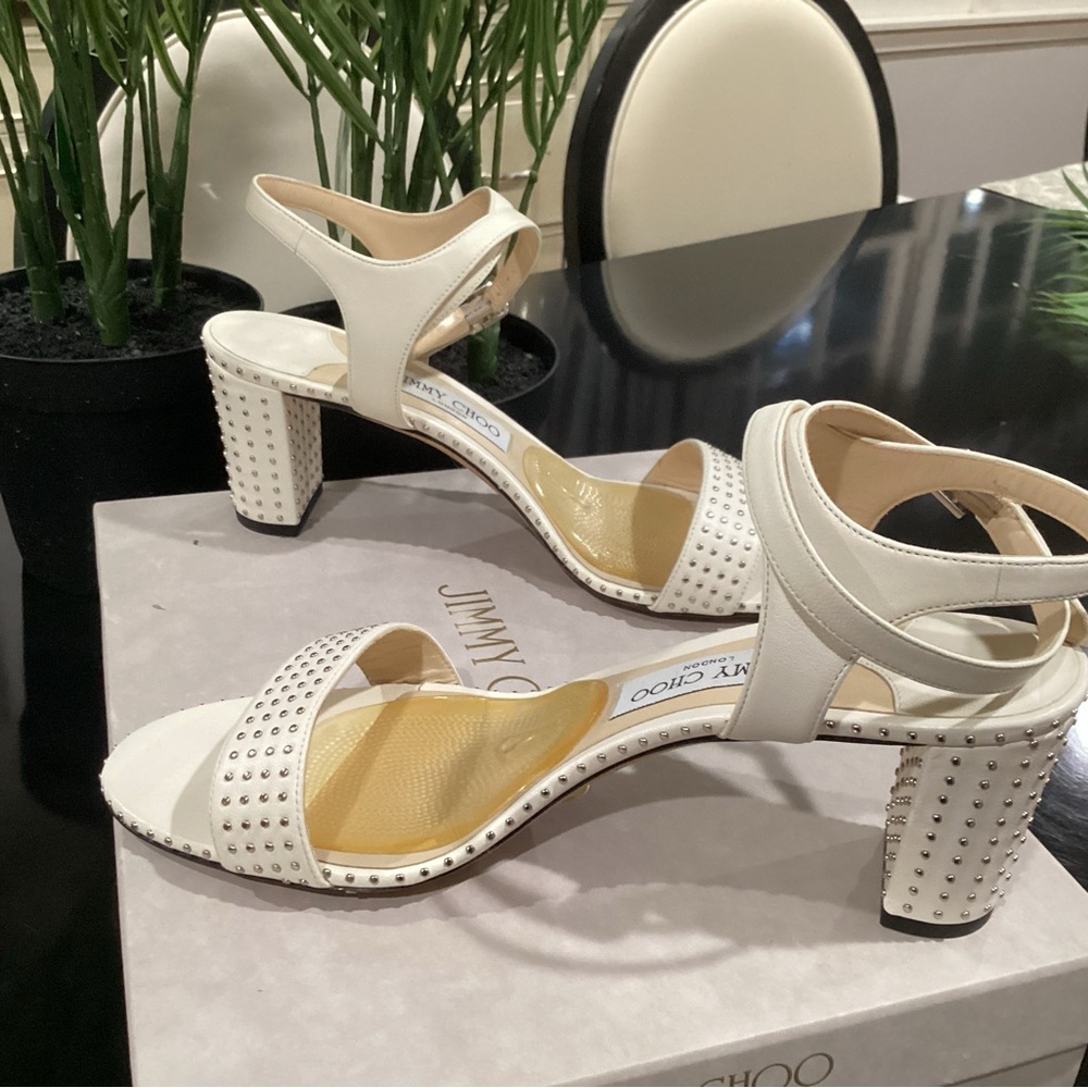 Jimmy Choo Ivory Marine Studded Heels 40 1/2